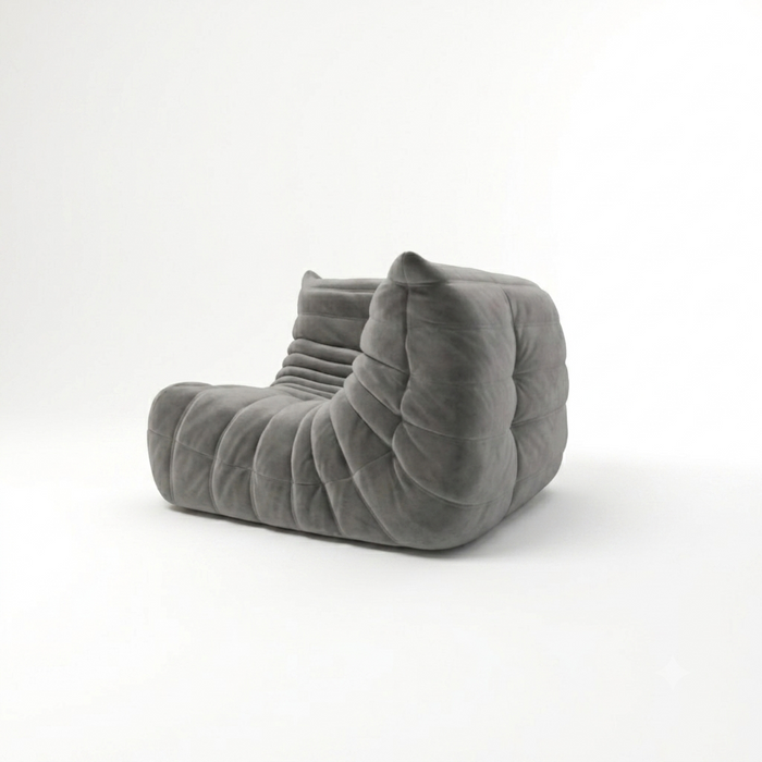 Sofá Togo de Canto ¨L¨ - Cinza em Tecido Veludo
